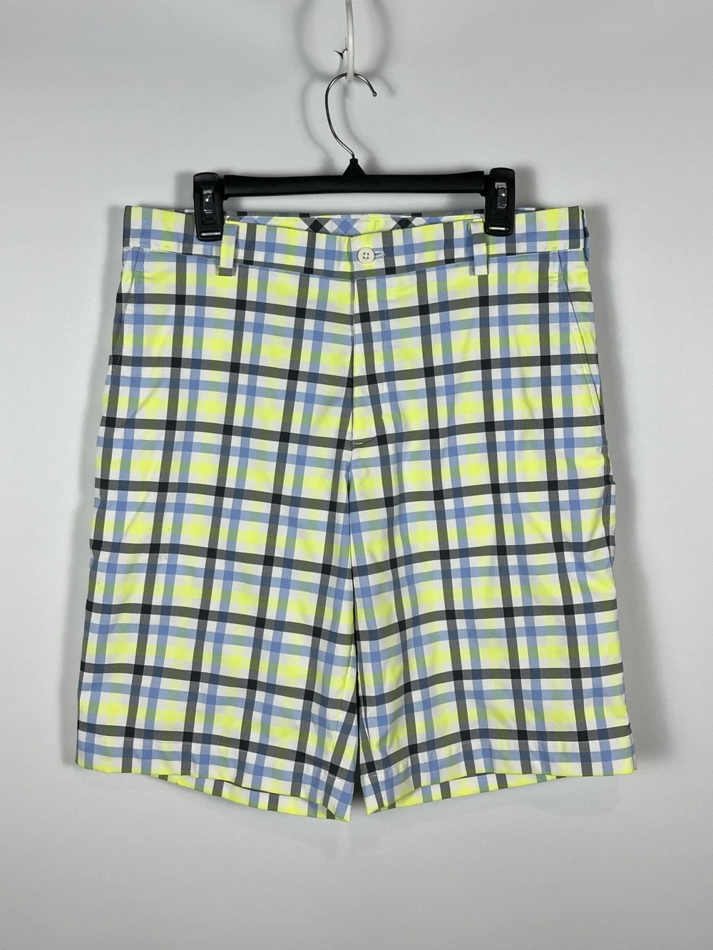 Nike Dri-Fit Plaid Golf Shorts in‎ Yellow, Blue & White Size 32